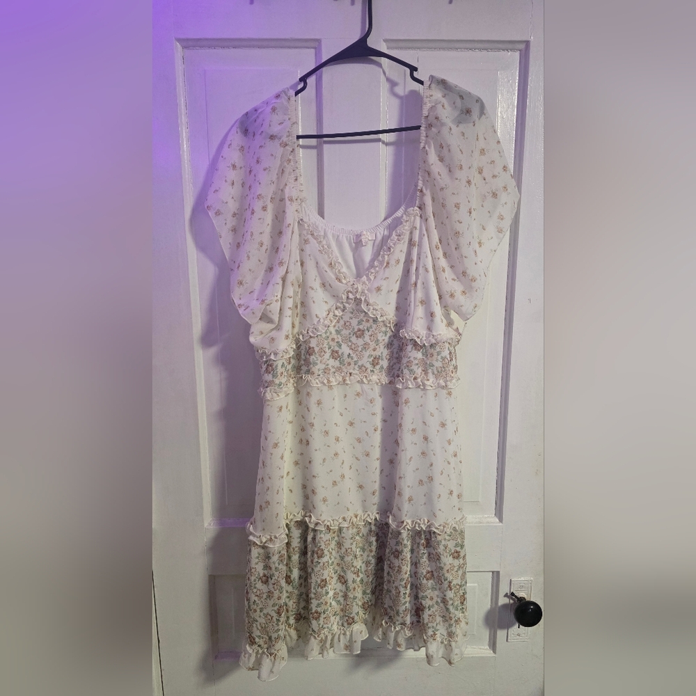 Ultra Flirt White Ruffle Dress